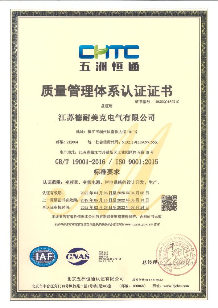 Quality System Certification 2022